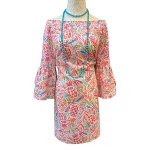 Charlie Paige Women's Off-Shoulder Pineapple Print Chiffon Style Vacation Dress